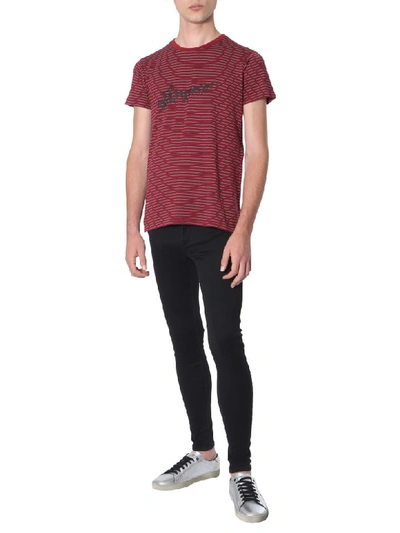 Shop Saint Laurent Round Neck T-shirt In Bordeaux