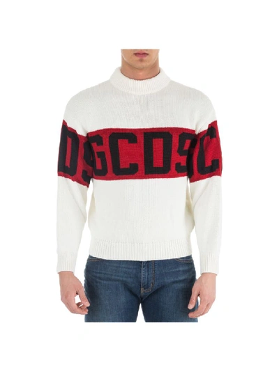 Gcds White Band Logo Sweatshirt In White