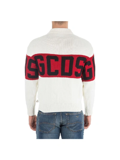Gcds White Band Logo Sweatshirt In White