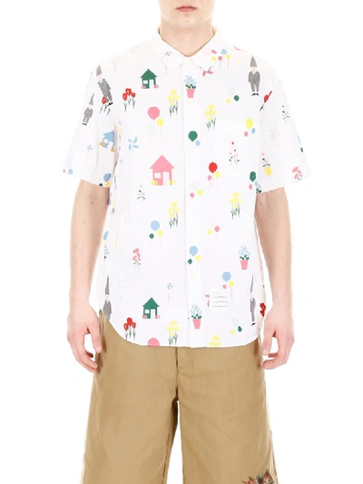 Shop Thom Browne Gnome Print Shirt In White (white)