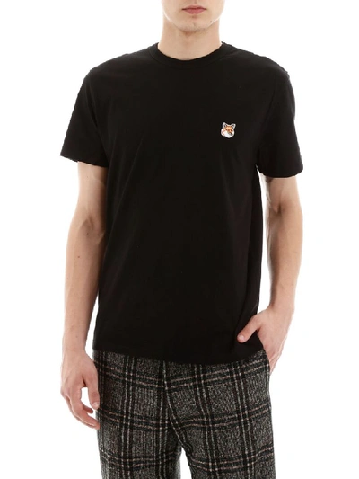 Shop Maison Kitsuné T-shirt With Fox Patch In Black (black)