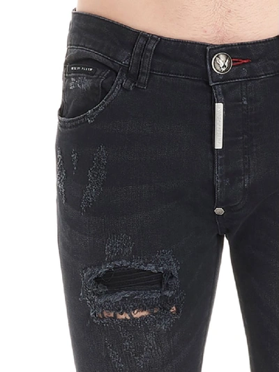 Shop Philipp Plein Super Straight Cut Destroyed Jeans In Black