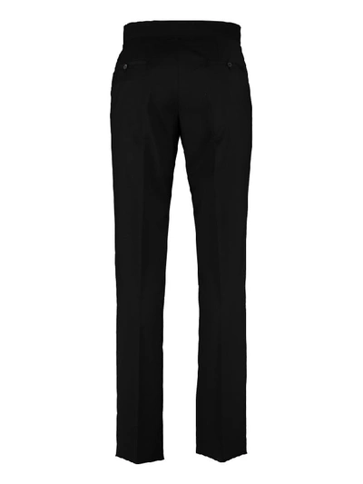 Shop Lanvin Wool Trousers In Black
