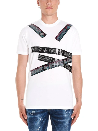 Shop Dsquared2 Tape Logo T-shirt In White