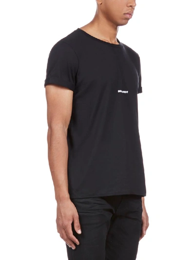 Shop Saint Laurent Short Sleeve T-shirt In Noir/naturel