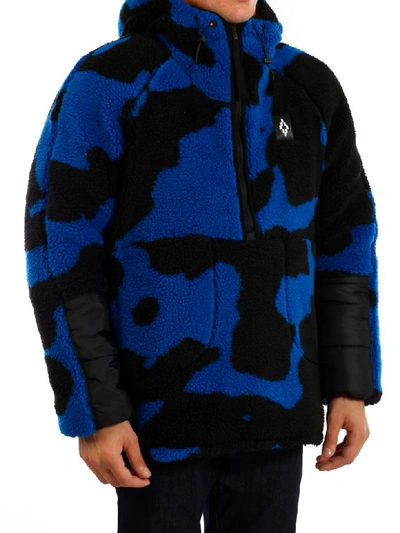 Shop Marcelo Burlon County Of Milan Camouflage Sherling Bomber In Blue