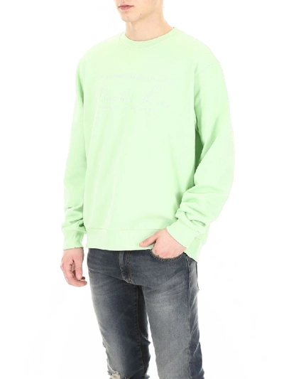 Shop Martine Rose Sweatshirt With Embroidered Logo In Pistacchio Neon (green)