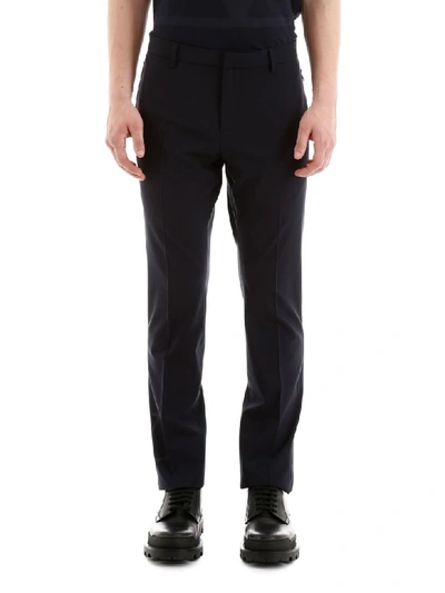 Shop Valentino Vlogo Classic Trousers In Navy Navy (blue)