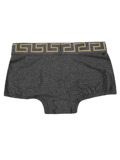 Shop Versace Logo Printed Briefs In Grey Mélange