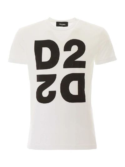 Shop Dsquared2 D2 T-shirt In White+black (white)