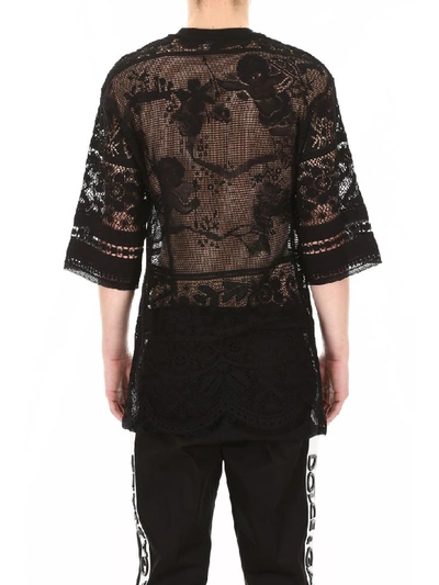 Shop Dolce & Gabbana Lace T-shirt With Angel Embroidery In Ricamati (black)