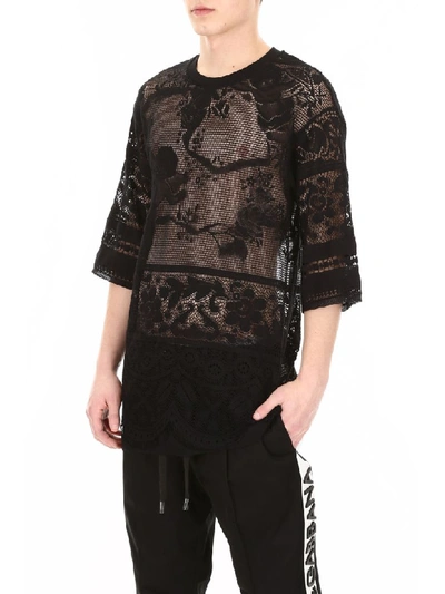 Shop Dolce & Gabbana Lace T-shirt With Angel Embroidery In Ricamati (black)