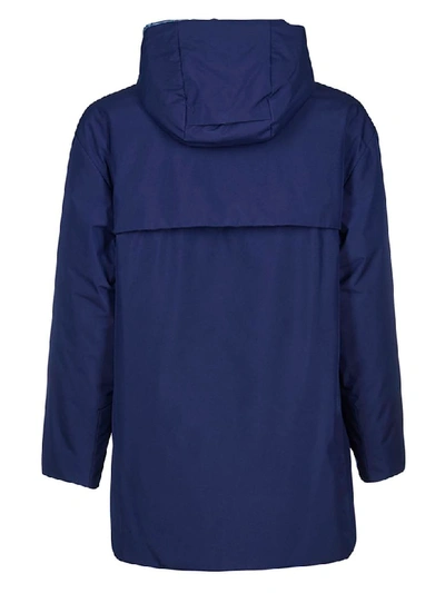 Shop Prada Reversible Effect Hooded Coat In Blue