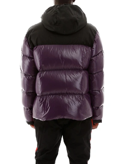 Shop Marcelo Burlon County Of Milan Color Block Puffer Jacket In Dark Purple (purple)