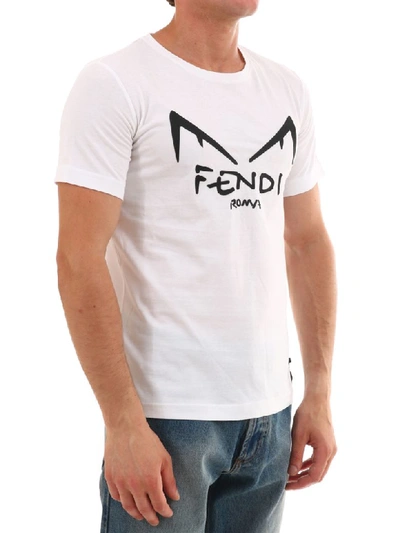 Shop Fendi T-shirt Diabolic Eyes In White