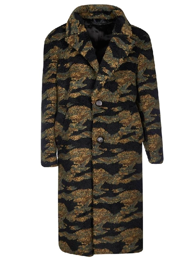 Shop Buscemi Camouflage Teddy Bear Coat In Green/black