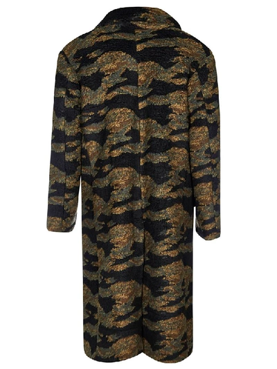 Shop Buscemi Camouflage Teddy Bear Coat In Green/black
