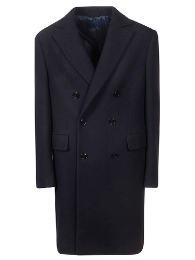 Shop Mp Massimo Piombo Double Breasted Button Coat In Blue/black