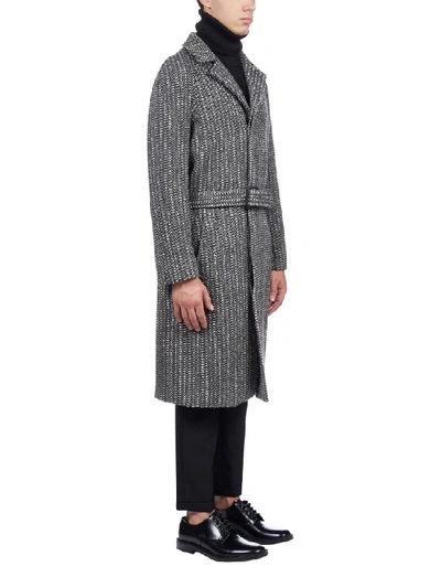 Shop Saint Laurent Coat In Noir Craie