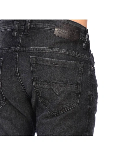 Shop Diesel Thommer Slim Skinny Stretch Denim Jeans With 5 Pockets In Black