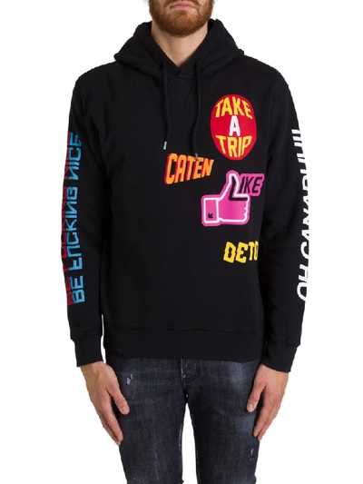 Shop Dsquared2 Hoodie With Patch Print In Nero