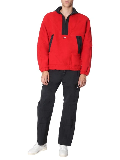 Shop Msgm Zip Sweatshirt In Rosso