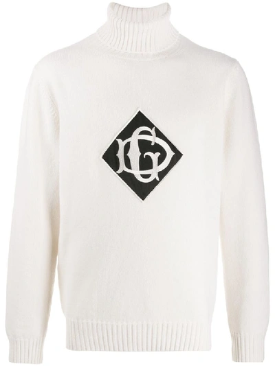 Shop Dolce & Gabbana Turtleneck Sweater In Bianco Naturale