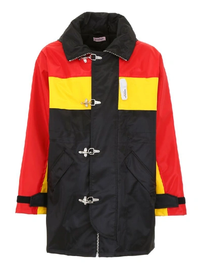 Shop Palm Angels Tricolor Racing Parka In Multicolor (yellow)
