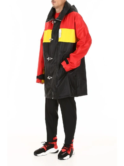 Shop Palm Angels Tricolor Racing Parka In Multicolor (yellow)