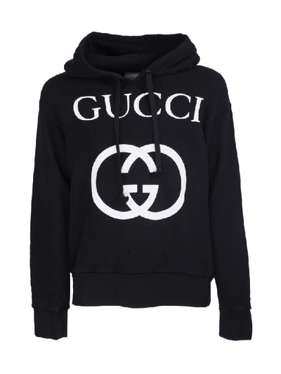 Shop Gucci Hooded Sweatshirt In Nero