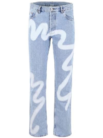Shop Martine Rose Spray-effect Jeans In Blue Denim Spray (blue)