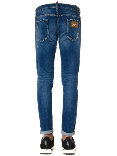 Shop Dsquared2 Stone Washed Denim Cotton Jeans