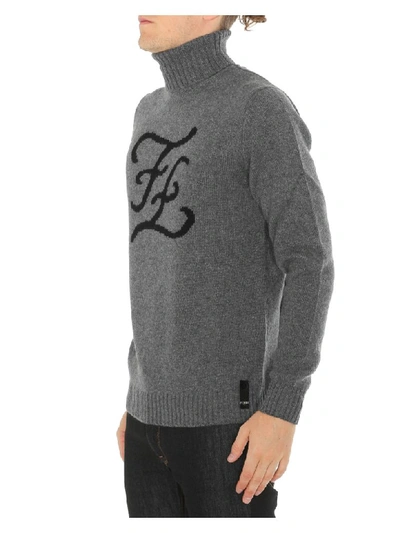 Shop Fendi Logo Sweater In Grey