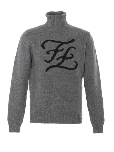 Shop Fendi Logo Sweater In Grey