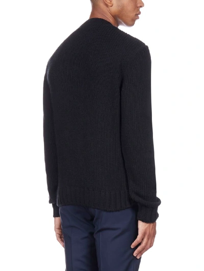 Shop Prada Geometric-patterned Wool And Cashmere Blend Sweater In Cobalto