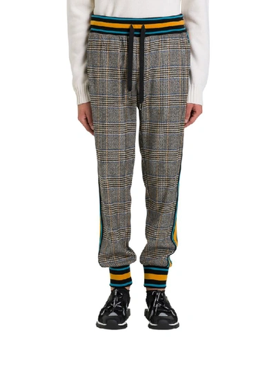 Shop Dolce & Gabbana Check Wool Jogging Pants In Multi