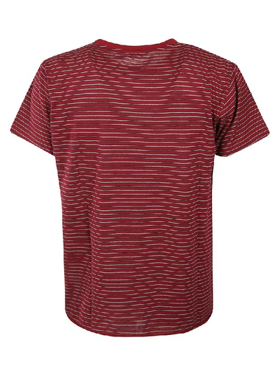 Shop Saint Laurent Striped T-shirt In Bordeaux/black