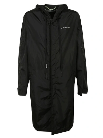 Shop Off-white Unfinished Raincoat In Black/silver