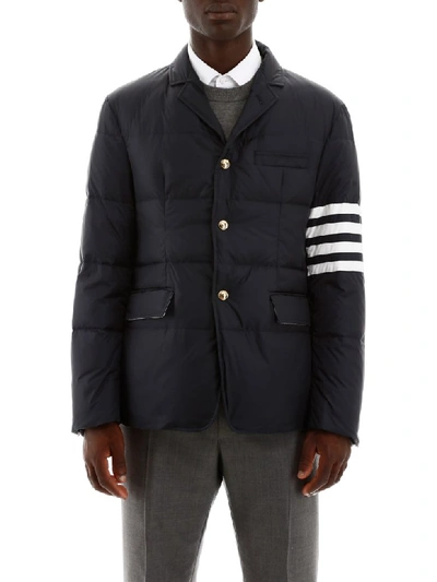 Shop Thom Browne Quilted Blazer In Navy (blue)