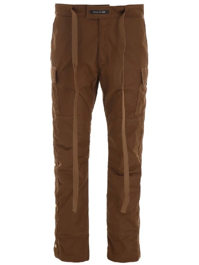 Shop Fear Of God Nylon Cargo Trousers In Rust (brown)