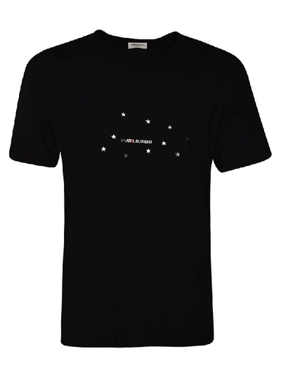 Shop Saint Laurent Printed Logo T-shirt In Black