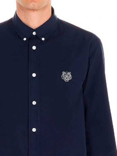 Shop Kenzo Tiger Crest Shirt In Blue