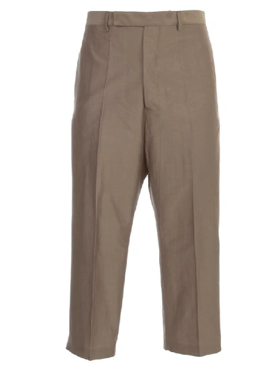 Shop Rick Owens Pants Cropped In Dust