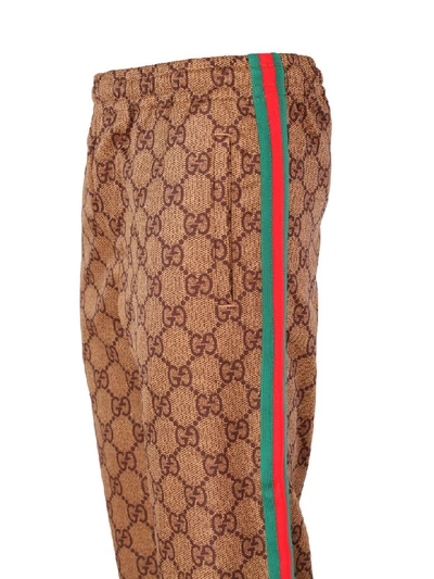 Shop Gucci Technical Jersey Pants In Beige