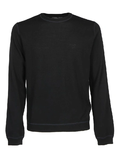 Shop Prada Crewneck Knit In Nero