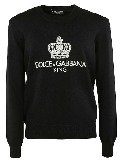 Shop Dolce & Gabbana Embroidered Logo Sweater In Black