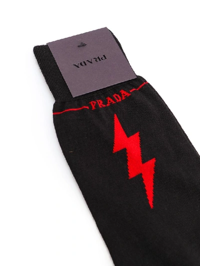 Shop Prada Socks Jacquard In Nero+rosso