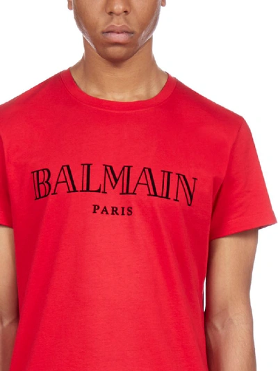 Shop Balmain Short Sleeve T-shirt In Rouge