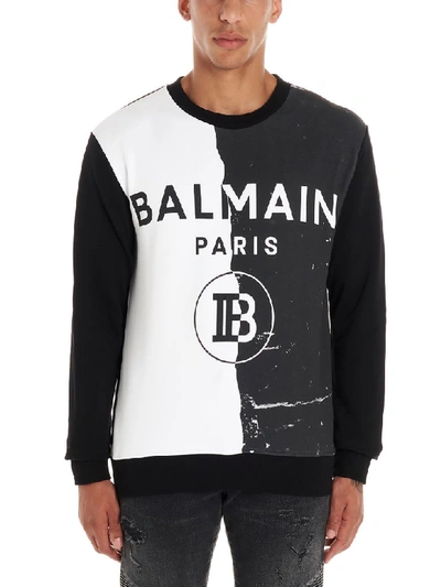 Shop Balmain Sweatshirt In Black & White