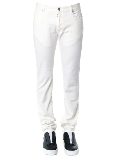 Shop Maison Margiela White Stretch Jeans In Cotton